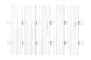 vit trä- staket med naglar, postering, timmer texturerad i tecknad serie stil isolerat på vit bakgrund. vektor