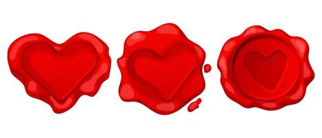 romantisch rot Wachs Siegel Herz gestalten isoliert auf Weiß Hintergrund. Urlaub Briefmarke, Liebe Brief Dekoration. vektor