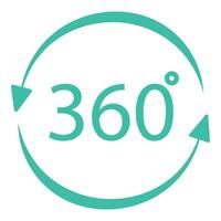 grön 360 grad ikon på vit bakgrund vektor