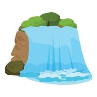 Illustration von ein beschwingt Karikatur Wasserfall mit üppig Grün vektor