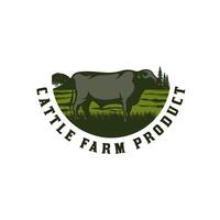 Jahrgang das Vieh Bauernhof Logo Design Vorlage. vektor