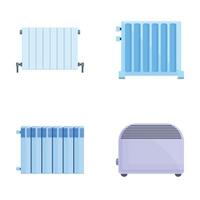 uppvärmning radiator ikoner uppsättning tecknad serie . Utrustning för tillhandahålla värme på Hem vektor