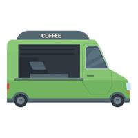 platt design illustration av en grön mobil kaffe lastbil vektor