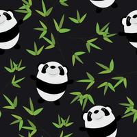 söt liten panda med bambu blad seamless mönster vektor