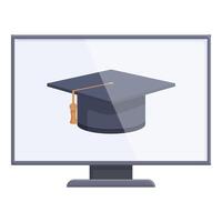 Grafik von ein Abschluss Deckel auf ein Computer Bildschirm, symbolisieren online Bildung Erfolge vektor