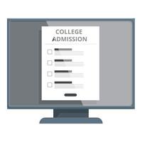 uppkopplad högskola antagning Ansökan på skrivbordet skärm vektor