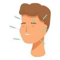 Akupunktur Therapie auf männlich Gesichts- Illustration vektor
