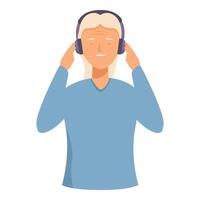 Senior Frau genießen Musik- auf Kopfhörer vektor
