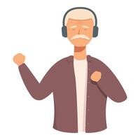 Senior Mann genießen Musik- mit Kopfhörer vektor