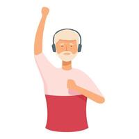 äldre man njuter musik med hörlurar vektor