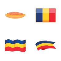 Rumänien Flagge Symbole einstellen Karikatur . offiziell Farbe und Anteil vektor