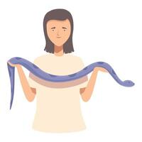 Frau halten ein Blau Schlange Illustration vektor