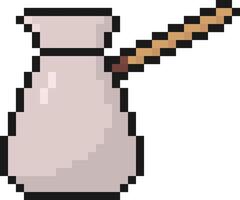 Türkisch Kaffee Topf Pixel Kunst Symbol, cezve, Getränk, 80er, 90er Jahre alt Arkade Spiele Stil, Artikel zum Spiel, Anwendung, Sozial Medien und Mehr vektor