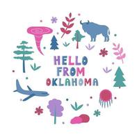 usa samling. hej från Oklahoma-tema. statens symboler vektor