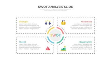 SWOT analys glida infographic med 4 rektangulär element vektor