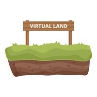 tecknad serie av en komplott av landa med en virtuell landa tecken, symboliserar digital verklig egendom vektor