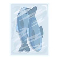 abstrakt Fisch Kunstwerk auf Blau Aquarell Hintergrund vektor
