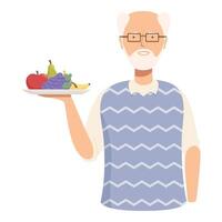 Senior Mann präsentieren gesund Essen Entscheidungen vektor