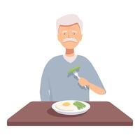 senior man med friska måltid vektor