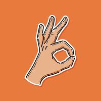Symbol Symbol von das 'OK' Hand Geste. Hand Herstellung in Ordnung unterzeichnen. Okay, in Ordnung oder Ring Hand Geste Zeichen Linie Kunst Symbol zum Apps und Webseite. Kompliment genial Scheu Zusammenarbeit gut Arbeit. Hand zeigen in Ordnung vektor