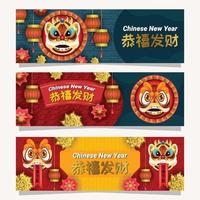 kinesiska nyåret lejon dans banner vektor