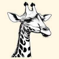 Hand gezeichnet Giraffe Kopf Illustration Giraffe Tier graviert Stil vektor