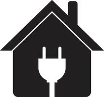 Haus mit Stecker Symbol . Haus Energie Symbol . Zuhause Symbol mit Leistung Effizienz . Illustration vektor