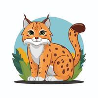 bobcat är en vild katt. platt illustration av djur- isolerat på vit bakgrund. vektor