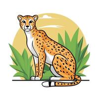 Gepard Illustration von Karikatur Gepard im verschiedene Aktionen, Sitzung, Stehen, gehen, Betrieb. isoliert auf Weiß Hintergrund vektor