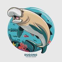 süß Karikatur Dugong isoliert auf Weiß Hintergrund. Hand gezeichnet Illustration von Meer Kuh. vektor