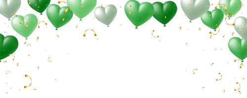 Banner mit realistisch Herzen Luftballons Grün Farbe Ehre von Denkmal Tag vektor
