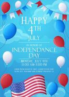 4:e juli inbjudan kort. oberoende dag firande affisch mall vektor