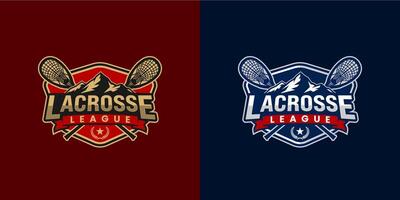 das Lacrosse Logo Illustration Eigenschaften ein Berg und Stöcke. vektor