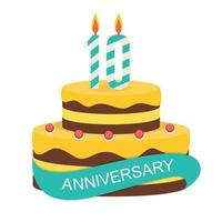 mall 10 års jubileumsgrattis, gratulationskort med tårta, inbjudan vektorillustration vektor