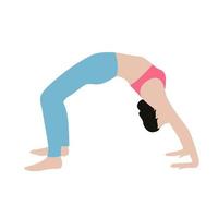 en flicka isolerad på en vit bakgrund gör yoga och gör en akrobatisk bro. begreppet sport, hälsosam livsstil, gymnastik och akrobatik. skönhet och hälsa hos en flexibel kropp. vektor illustration