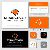 Tigerkopf-Sport-Industrie-Logo-Design mit Visitenkartenvorlage. vektor