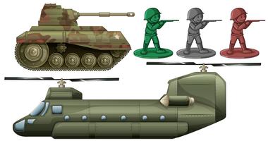Militärfahrzeuge und Spielzeug für Soldaten vektor