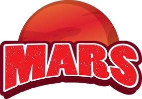 Mars-Wort-Logo-Design auf dem Mars-Planeten vektor