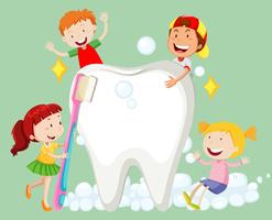 Kinder, die Zahn mit Zahnbürste säubern vektor