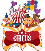 cirkus banderoll med cirkus seriefigur vektor