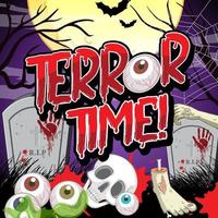 Halloween-Poster mit Terrorzeit-Wortlogo vektor