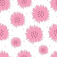 nahtloses Vektormuster handgezeichneter rosafarbener Blumenhintergrund im Cartoon-Stil für Drucke, Tapeten, Stoffe, Textilien vektor