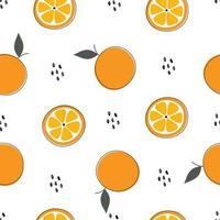 nahtloses, sich wiederholendes Muster orangefarbener Hintergrund, köstliche Früchte bunt, von Hand gezeichnet, für Stoff, Textil, Vektorillustration verwendet vektor