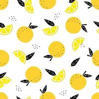 nahtloses Muster Obst Hintergrund gelbe Zitronen, in kleine Stücke geschnitten handgezeichnetes Design im Cartoon-Stil für Textilien, Publikationen, Tapeten, Vektorgrafiken verwendet. vektor