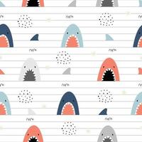 vektor illustration sömlösa mönster anteckningsbok med haj handritad designbakgrund i tecknad stil som används för utskrift, tyg, textilier