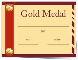 Zertifikatvorlage für Goldmedaille auf Papier vektor