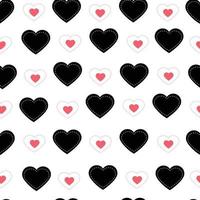schwarzes Herz mit weißen gestrichelten Linien. nahtloses Muster Valentinstag Hintergrund das flache Design für Druck, Tapeten, Textilien. Vektor-Illustration vektor