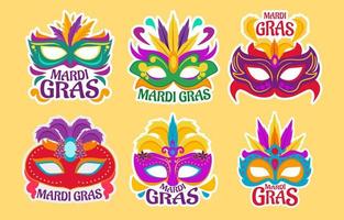 mardi gras mask klistermärke samling vektor