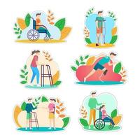 Menschen mit Behinderungen Aufkleber Vektor-Design-Illustration