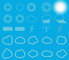 Symbolsatz Sonne, Wolken, Gewitter, Regenschirm. Vektor-Illustration. vektor